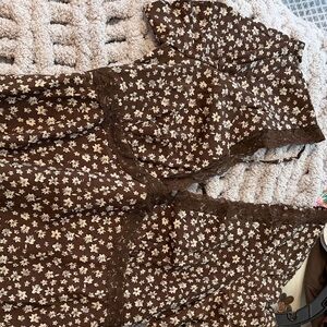 Floral Brown Midi Dress